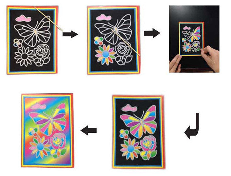 10 Pcs 13x 9.8cm Scratch Art Paper Magic Painting Paper