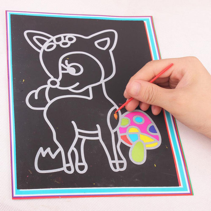 10 Pcs 13x 9.8cm Scratch Art Paper Magic Painting Paper