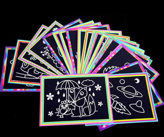 10 Pcs 13x 9.8cm Scratch Art Paper Magic Painting Paper