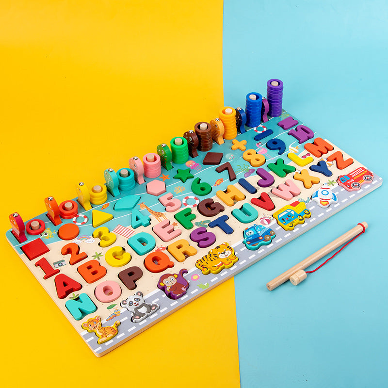 Wooden Toys Baby Cognitive Number Letter Shape Boys